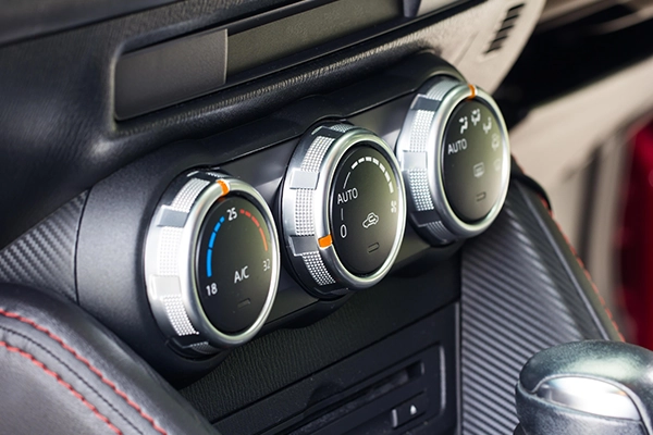Heater control knobs in car interior